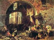 Albert Bierstadt Roman Fish Market, Arch of Octavius Sweden oil painting artist